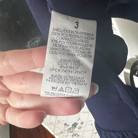 Women’s Size 3 Navy Blue Full Length Cut Out Prom Dress With Faux Pearls - Picture 11 of 15